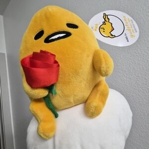 Gudetama Plush with Red Rose